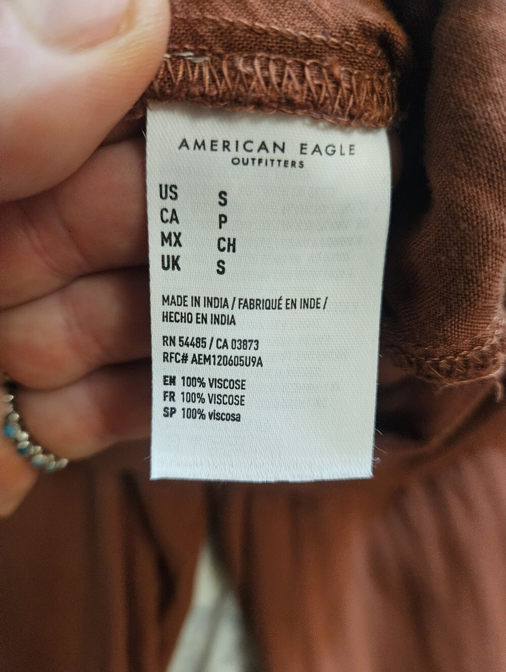 American Eagle Flowy Vacation Wide Leg Rust Fairy Pull On Pants - Picture 7 of 7